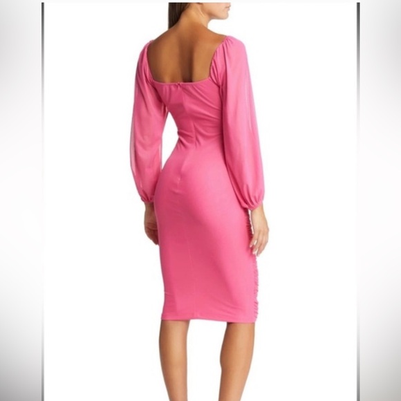 Beautiful PINK body con Midi Dress M/L - Picture 2 of 10